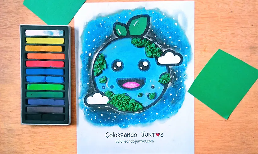 Dessin de la Terre colorié par Colorions Ensemble