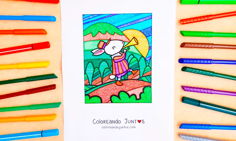 Dessin de lapin colorié par Colorions Ensemble