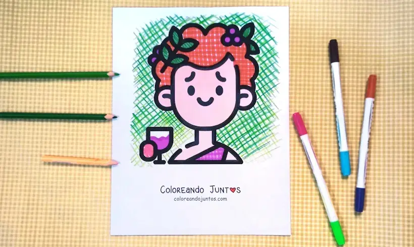 Coloriage du dieu Dionysos colorié par Colorions Ensemble