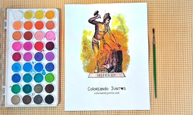 Coloriage du dieu Héphaïstos colorié par Colorions Ensemble