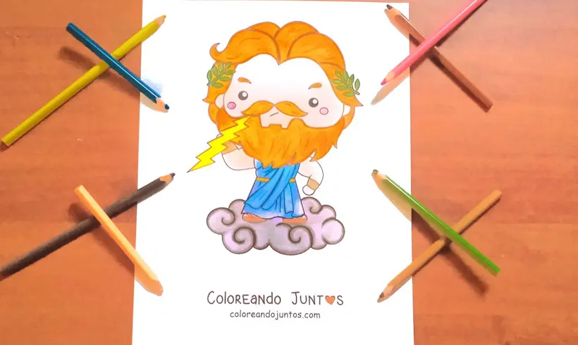 Dessin du dieu Zeus colorié par Colorions Ensemble