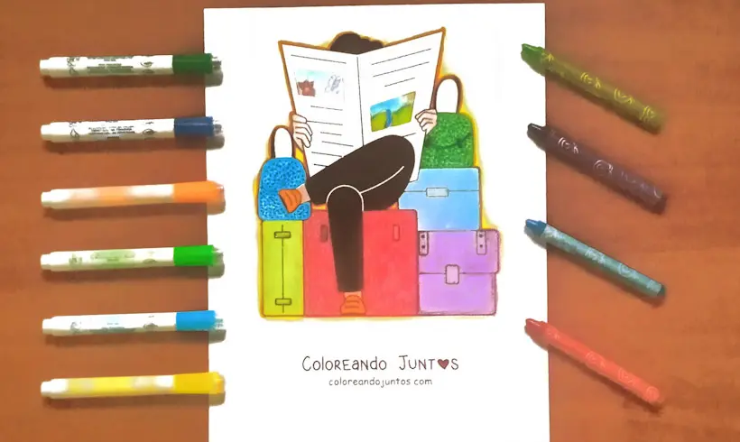 Dessin d'un homme qui lit le journal colorié par Colorions Ensemble