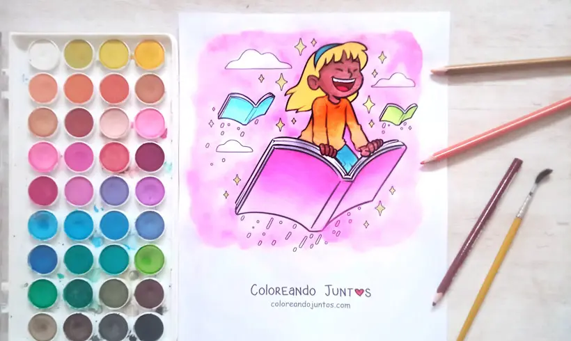 Dessin de lecture colorié par Colorions Ensemble