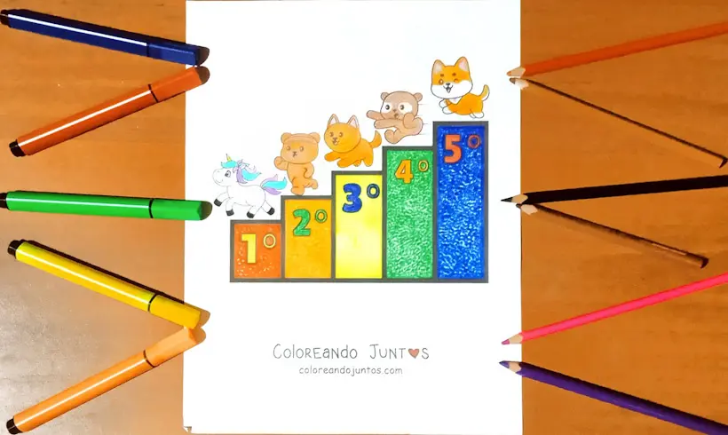Coloriage des nombres ordinaux colorié par Colorions Ensemble