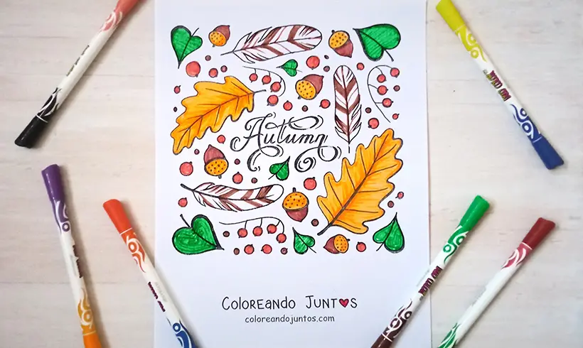 Dessin d'une saison de l'année en anglais colorié par Colorions Ensemble