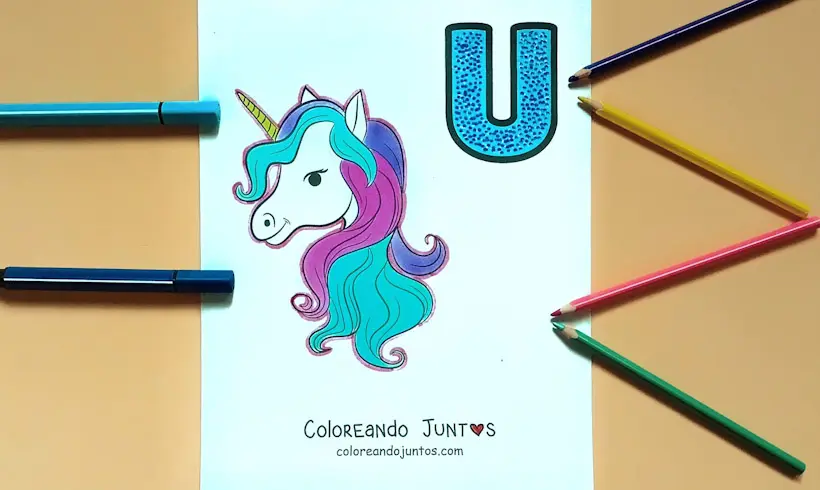 Dessin de la voyelle U colorié par Colorions Ensemble
