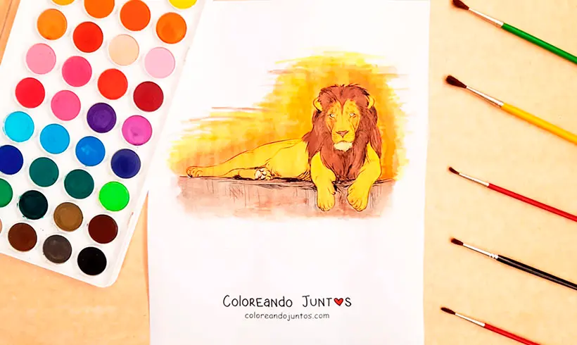 Dessin de lion colorié par Colorions Ensemble