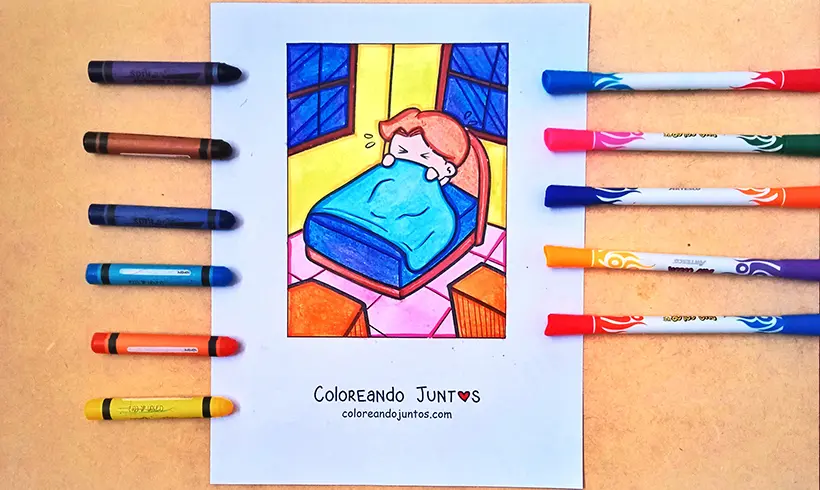 Dessin de lit colorié par Colorions Ensemble