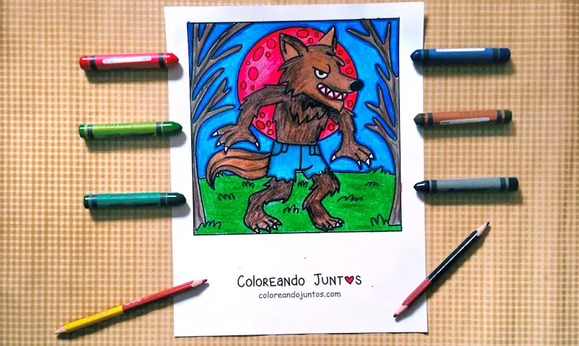 Dessin de loup-garou colorié par Colorions Ensemble