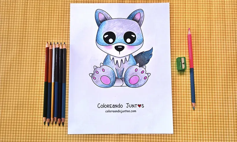 Dessin de loup colorié par Colorions Ensemble