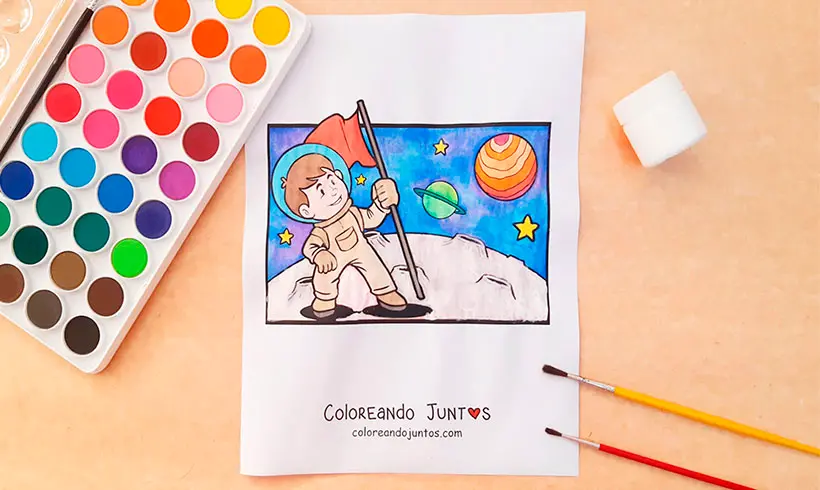 Dessin de lune colorié par Colorions Ensemble