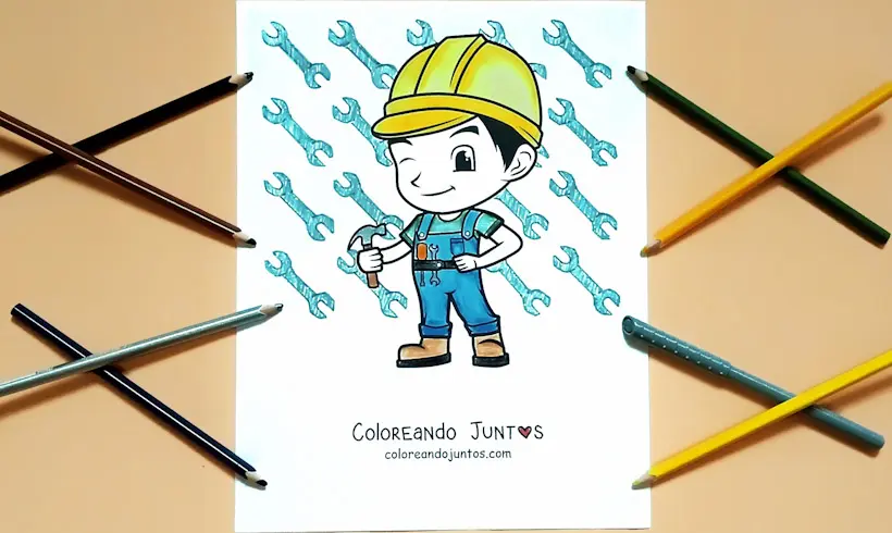 Dessin de maçon colorié par Colorions Ensemble