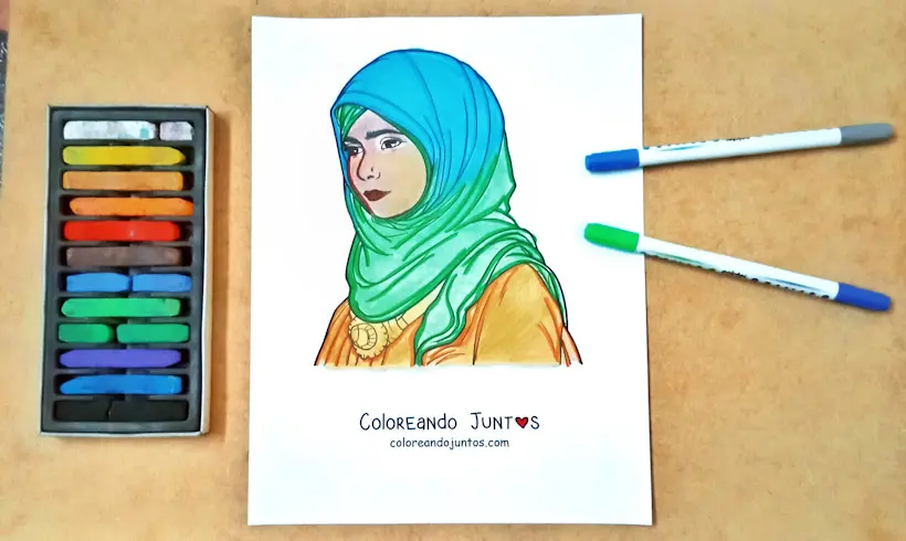 Coloriage de Malala Yousafzai colorié par Colorions Ensemble