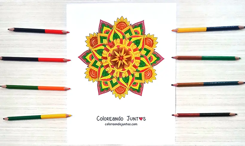 Dessin de mandala bouddhiste colorié par Colorions Ensemble