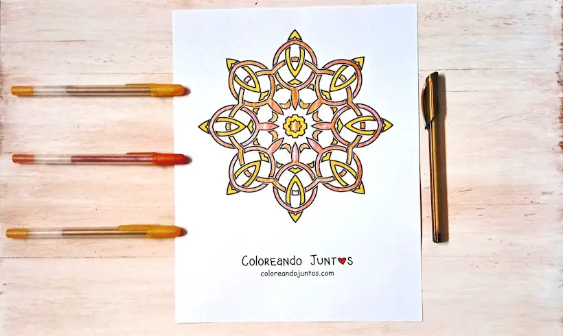 Dessin de mandala celtique colorié par Colorions Ensemble