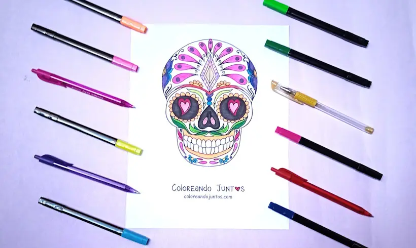 Dessin de mandala de crâne colorié par Colorions Ensemble