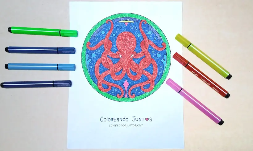 Dessin de mandala de la nature colorié par Colorions Ensemble