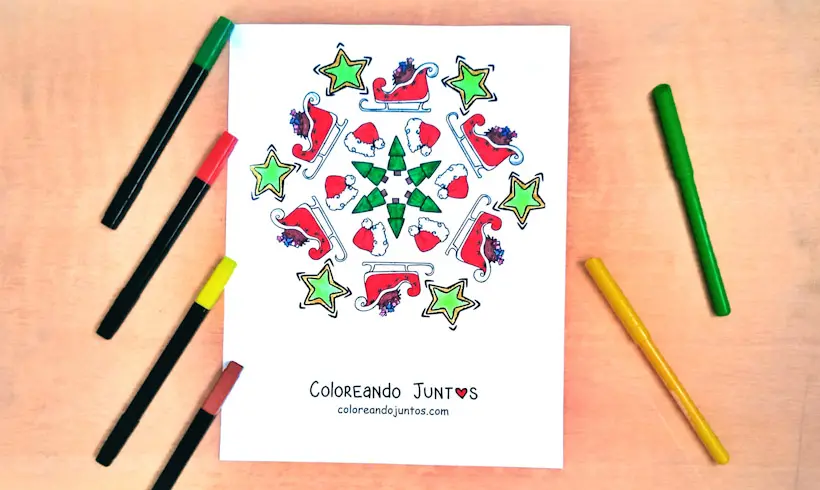 Coloriage de mandala de Noël colorié par Colorions Ensemble