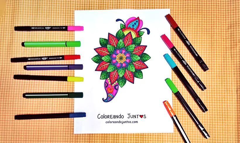 Dessin de mandala floral colorié par Colorions Ensemble