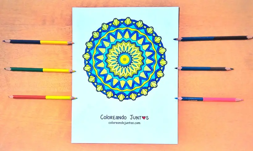 Dessin de mandala pour adultes colorié par Colorions Ensemble
