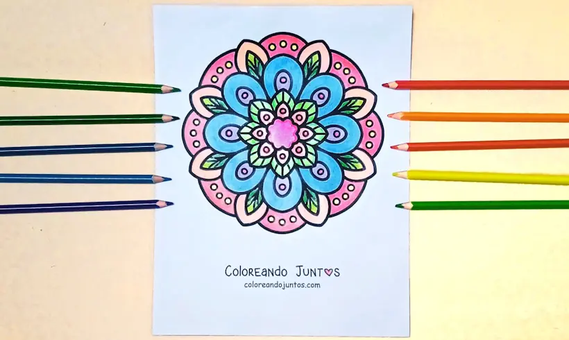 Dessin de mandala relaxant colorié par Colorions Ensemble