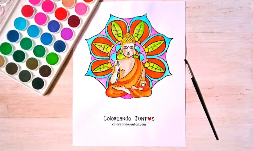 Coloriage de mandala tibétain colorié par Colorions Ensemble
