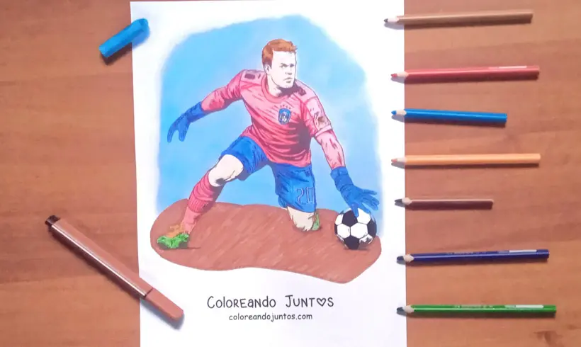 Dessin de Manuel Neuer colorié par Colorions Ensemble