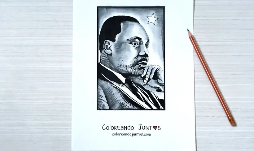 Dessin de Martin Luther King colorié par Colorions Ensemble