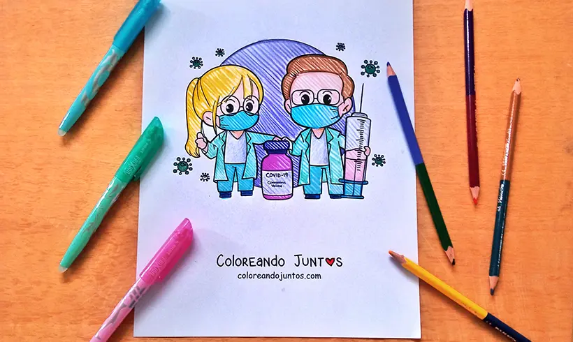 Dessin de médecins coloriés par Colorions Ensemble