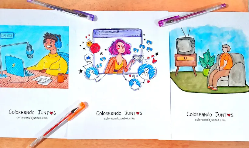 Coloriages des médias réalisés par Colorions Ensemble
