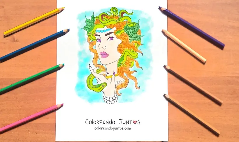 Dessin de Méduse colorié par Colorions Ensemble