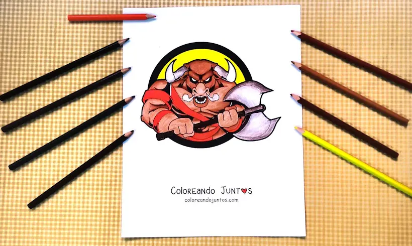 Dessin du Minotaure colorié par Colorions Ensemble