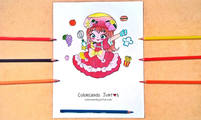 Dessin de mode kawaii colorié par Colorions Ensemble