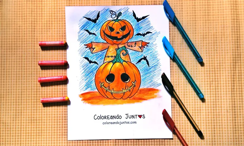 Dessin de monstre d'Halloween colorié par Colorions Ensemble