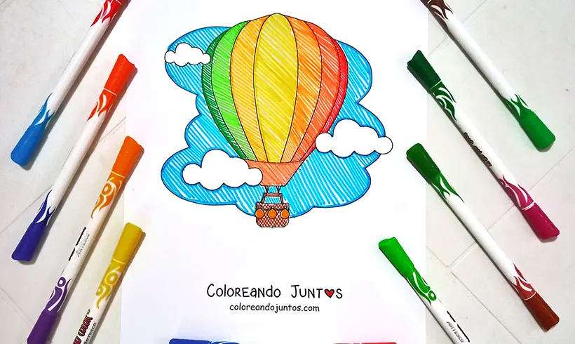 Dessin de montgolfière colorié par Colorions Ensemble