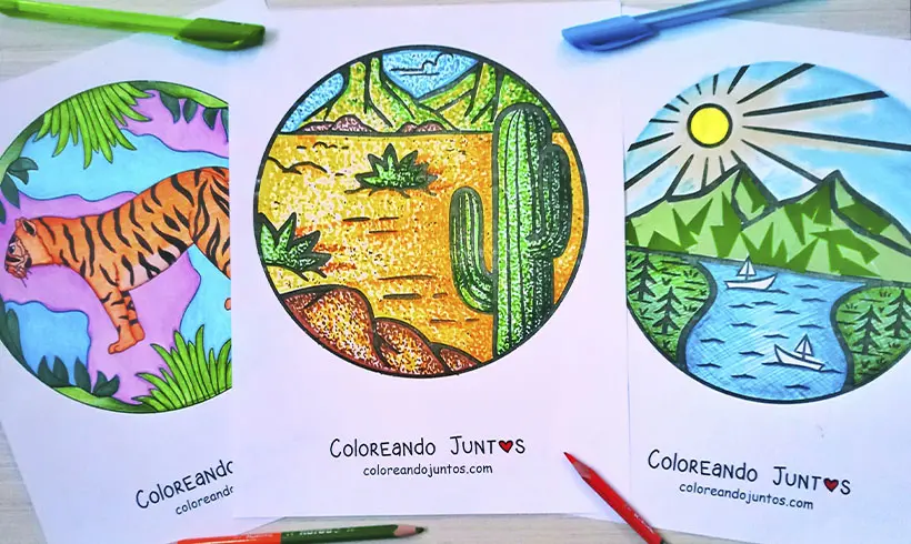 Coloriages de la nature réalisés par Colorions Ensemble