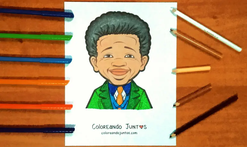 Dessin de Nelson Mandela colorié par Colorions Ensemble