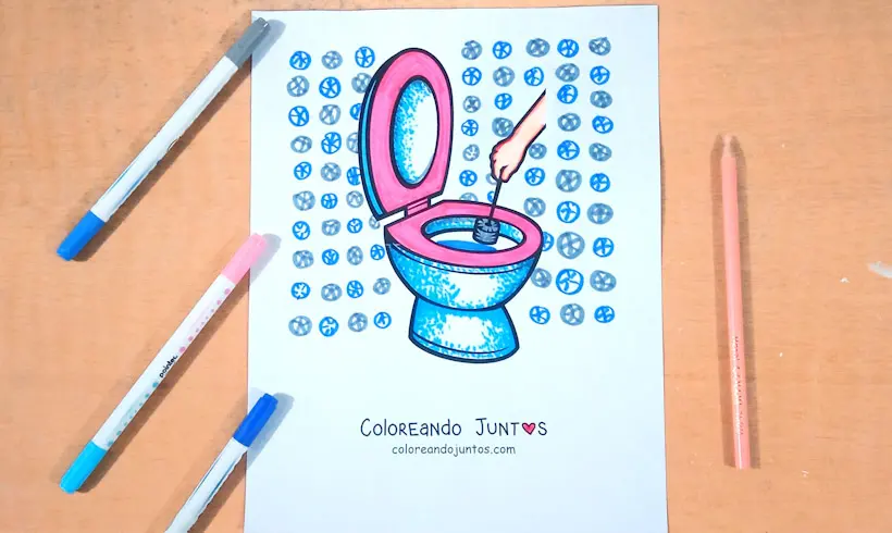 Dessin de nettoyage de la salle de bain colorié par Colorions Ensemble