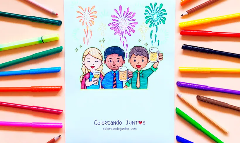 Coloriage du Nouvel An colorié par Colorions Ensemble