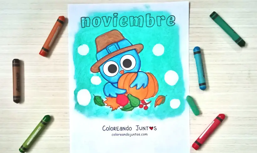 Coloriage du mois de novembre colorié par Colorions Ensemble