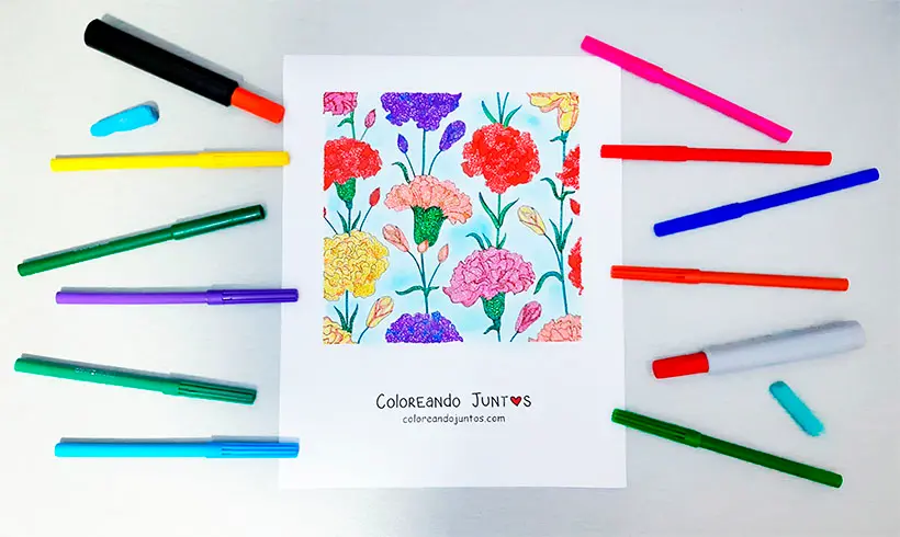 Dessin d'œillet colorié par Colorions Ensemble