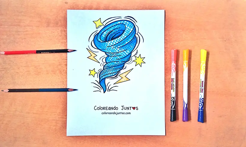 Dessin d'ouragan colorié par Colorions Ensemble