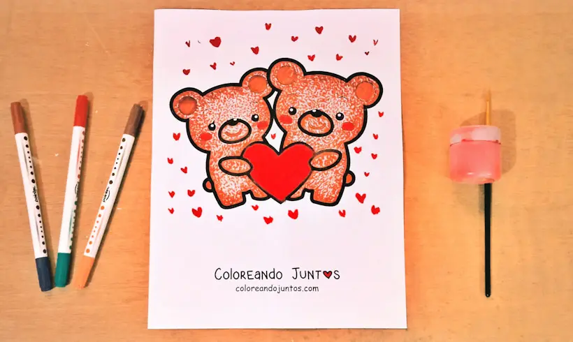 Dessin d’ours amoureux colorié par Colorions Ensemble