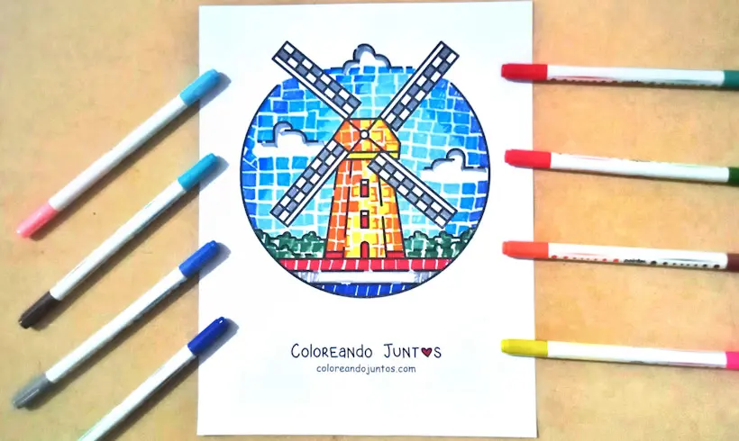 Dessin des Pays-Bas colorié par Colorions Ensemble