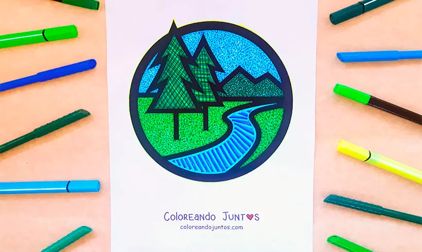 Dessin de pins colorié par Colorions Ensemble