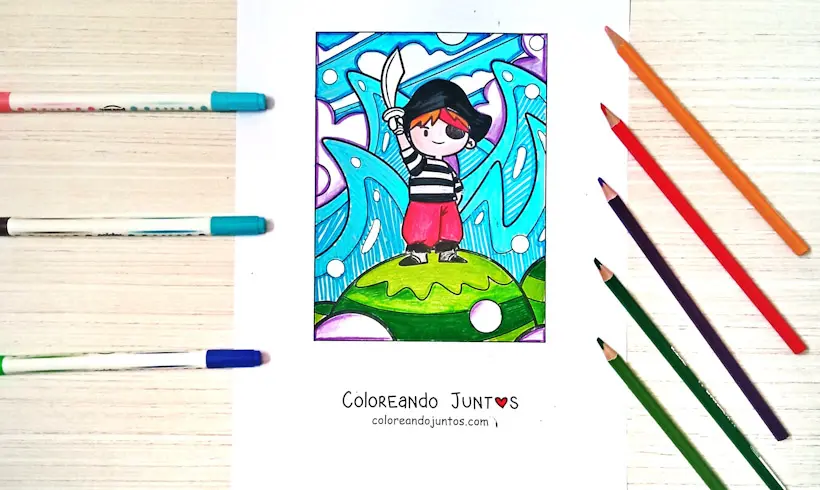 Dessin de pirate colorié par Colorions Ensemble