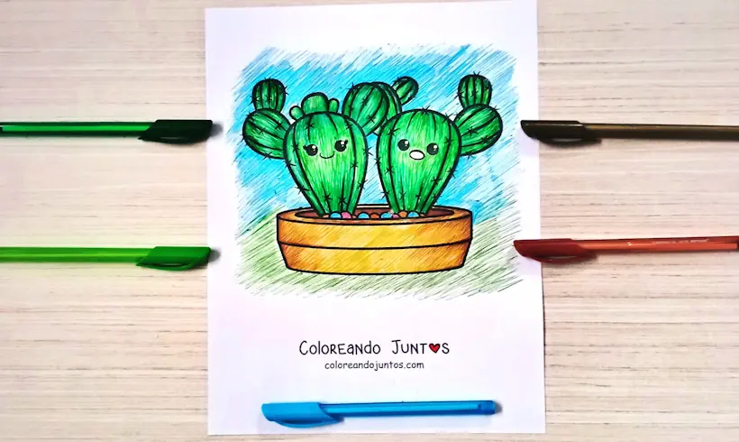 Dessin de plante kawaii colorié par Colorions Ensemble