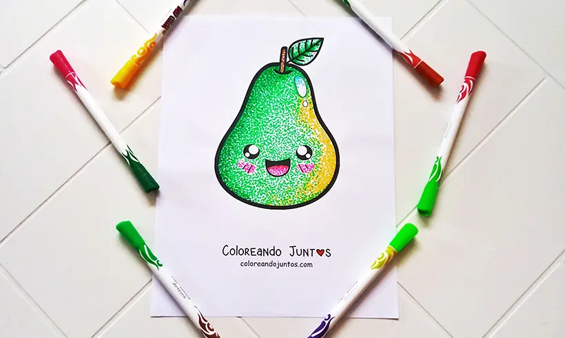 Dessin de poire coloriée par Colorions Ensemble
