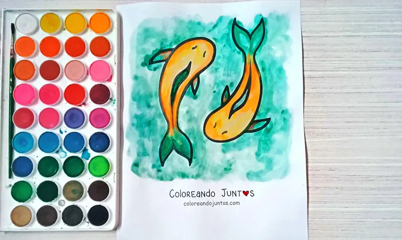 Dessin du signe Poissons colorié par Colorions Ensemble