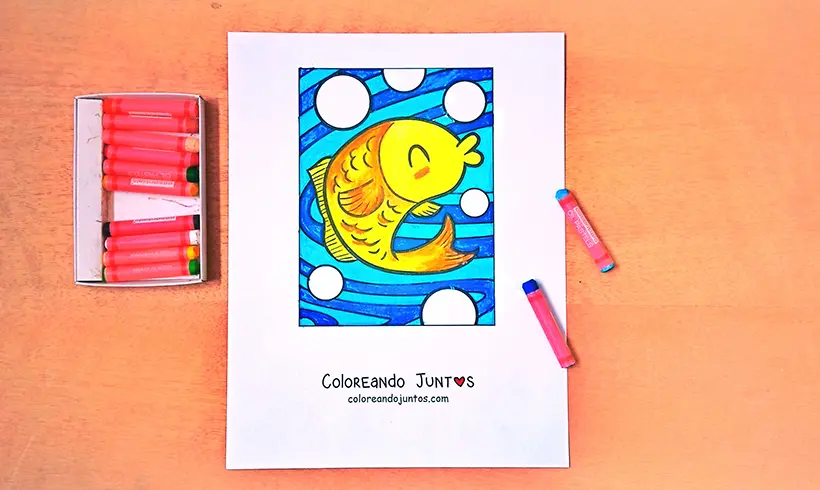 Dessin de poisson colorié par Colorions Ensemble
